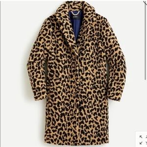 NWT leopard teddy coat from J Crew